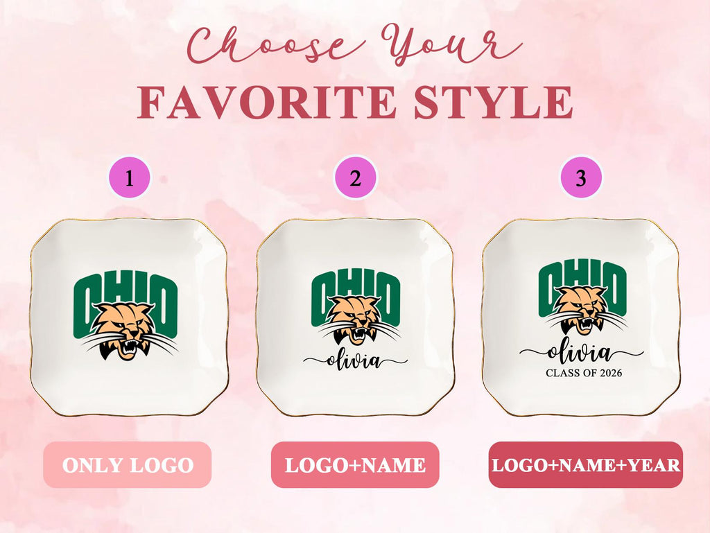 Custom University College Logo Ring Dish, Personalized Graduation Gift for Her, Class of 2026 Graduation University Trinket Dish, Dorm Decor