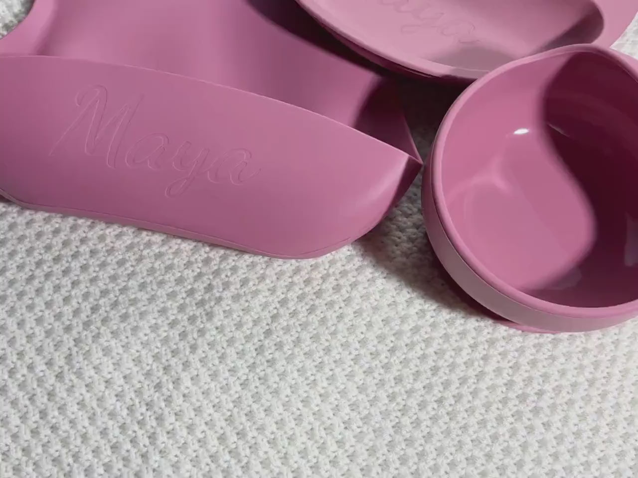 Custom Silicone Baby Weaning Set, Engraved Plate, Bib, Bowl, Fork, Spoon
