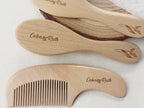 Personalized Wooden Baby Brush Set, Engraved Name Comb, Natural Beech Wood, Baby Shower Gift