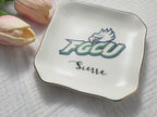 Custom University College Logo Ring Dish, Personalized Graduation Gift for Her, Class of 2026 Graduation University Trinket Dish, Dorm Decor