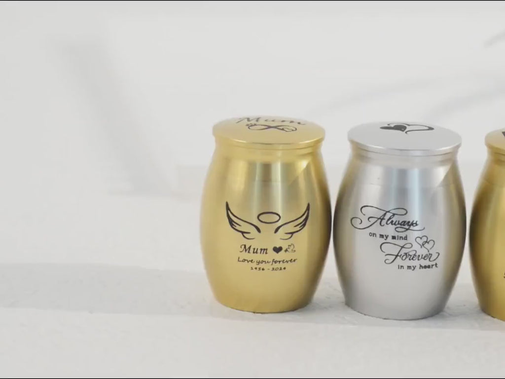 Personalized Tree of Life Mini Cremation Urn: Stainless Steel Memorial